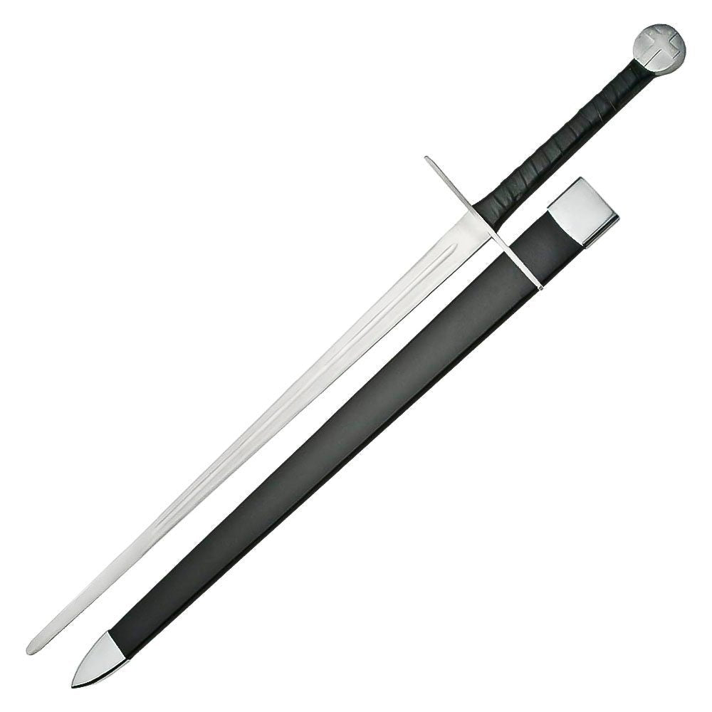 Medieval Cross Sword Black 48 Inch With Scabbard