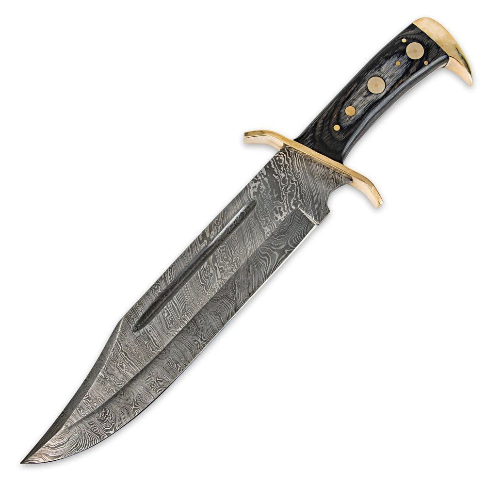 Bowie Knife Wood Handle Brass Guard Hunting 16 Inch