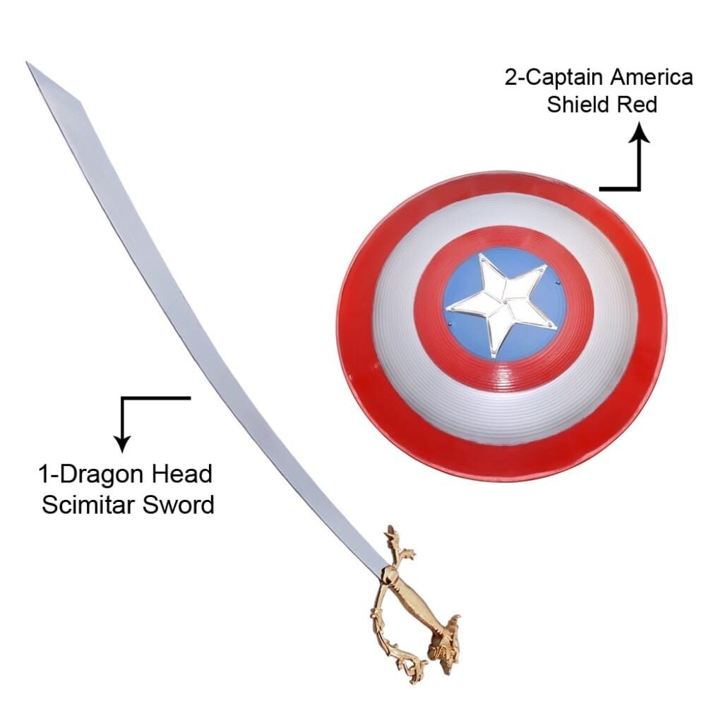 Captain America Shield & Belly Dance Sword with Gold Plated Hand