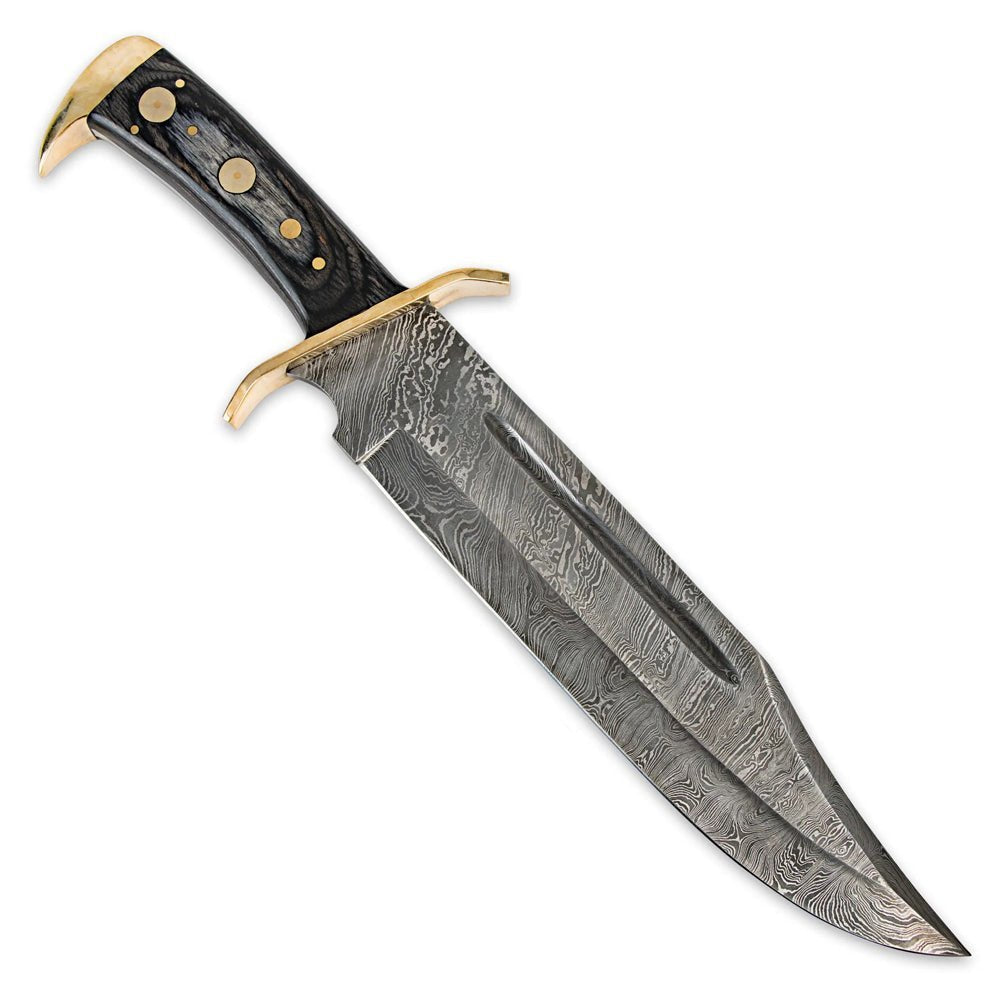 Bowie Knife Wood Handle Brass Guard Hunting 16 Inch