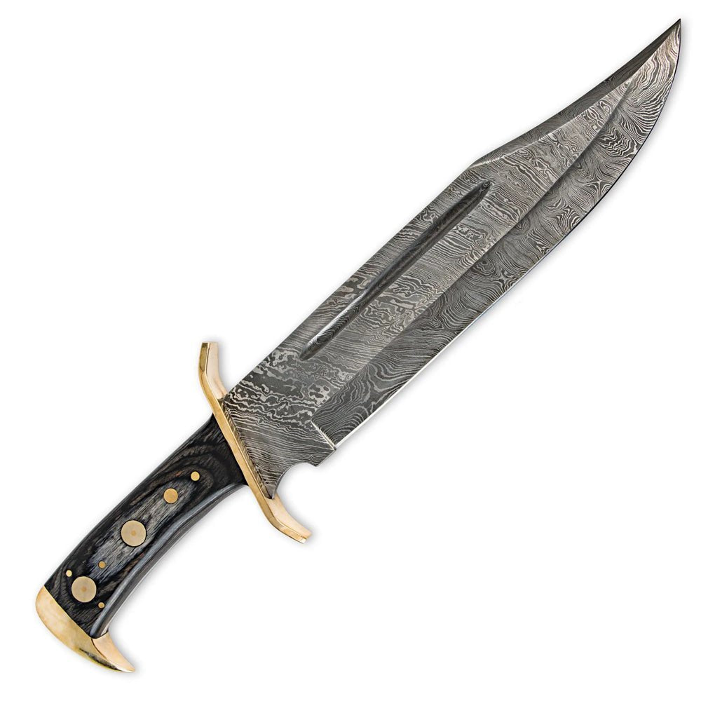 Bowie Knife Wood Handle Brass Guard Hunting 16 Inch