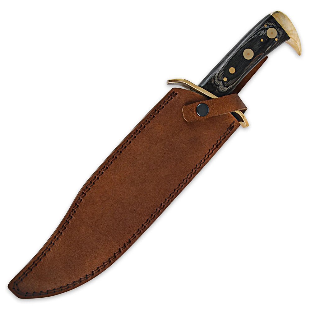 Bowie Knife Wood Handle Brass Guard Hunting 16 Inch