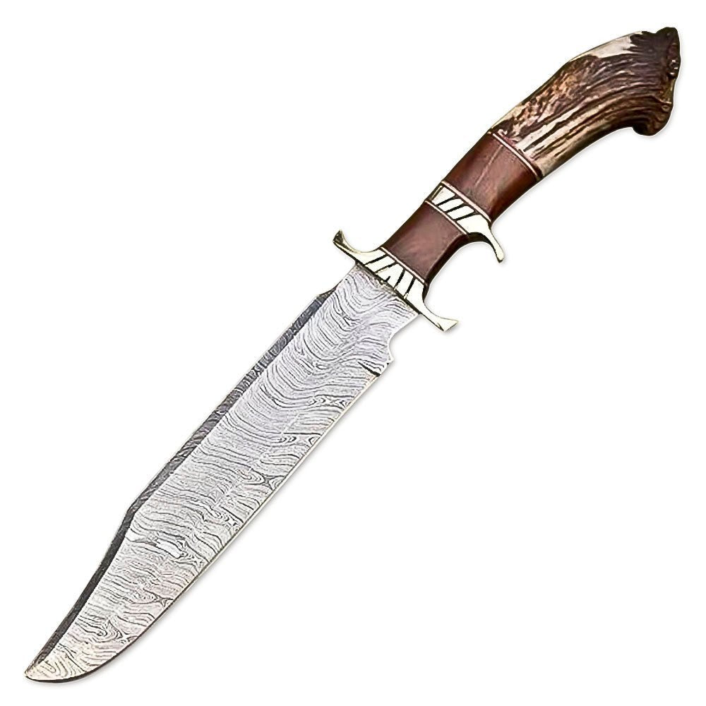 Hunting Bowie Knife Stag Crown Antler 15 Inch