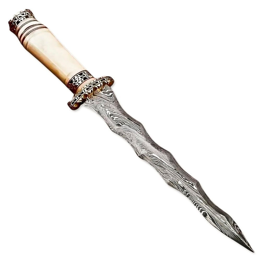 Kris Dagger Wavy Blade Bone Handle 13 Inch