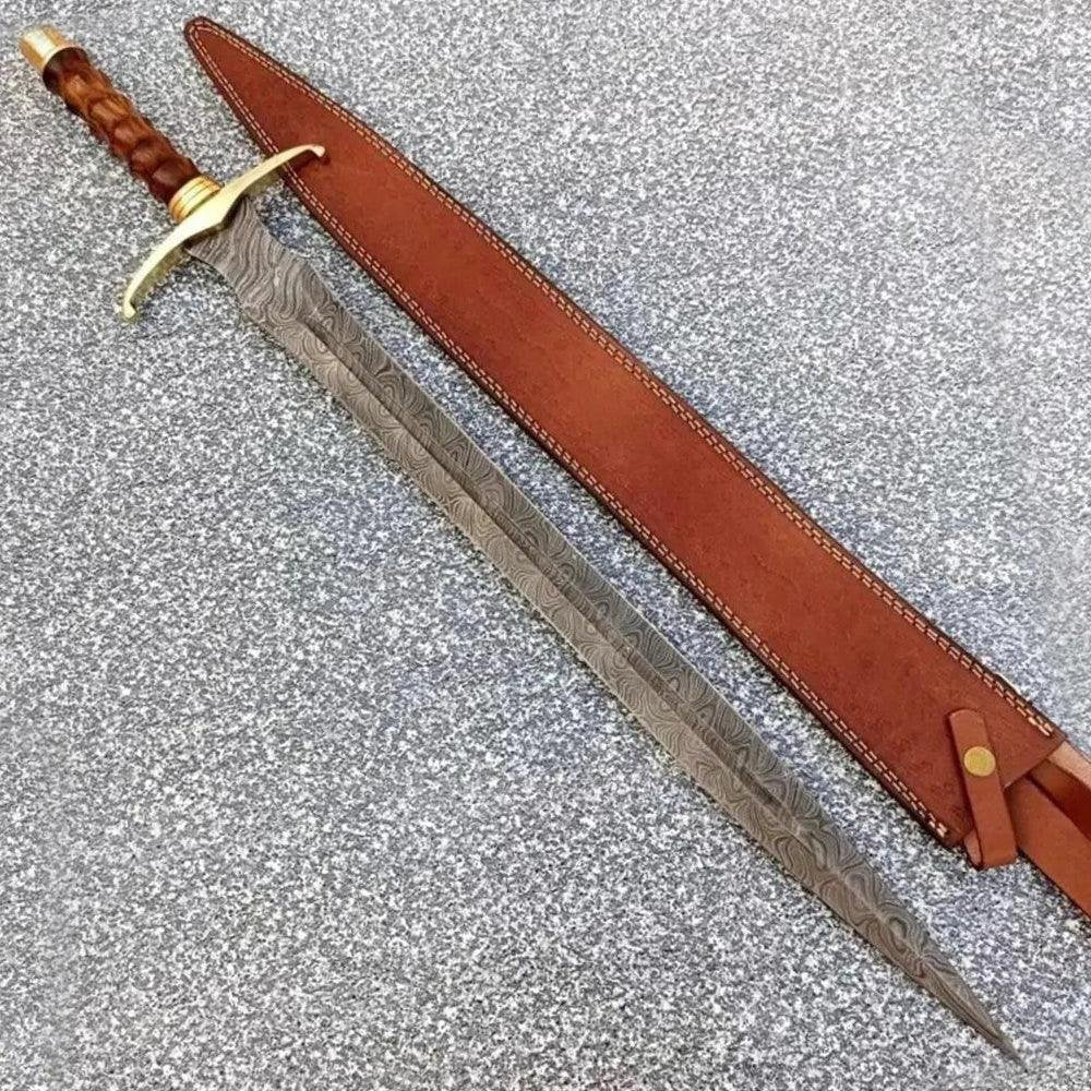 Battle Sword Medieval Collectible With Leather Sheath