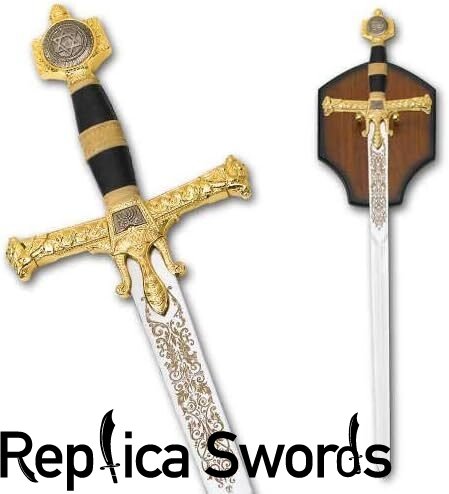 King Solomon Sword Full Size Gold/Black Metal Replica