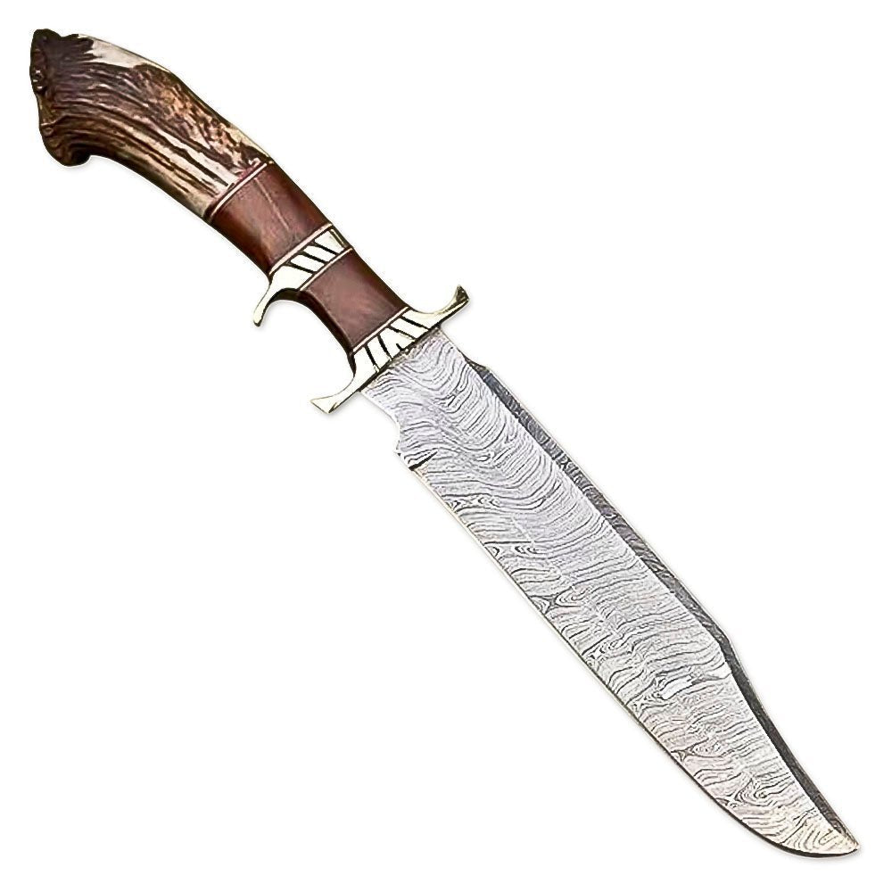 Hunting Bowie Knife Stag Crown Antler 15 Inch