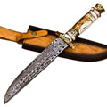 Bowie Hunting Knife Textured Bone Fixed Blade 13 Inch