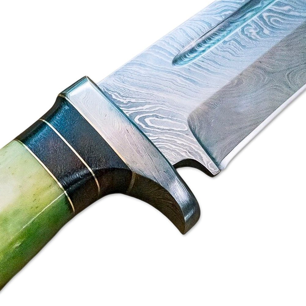 Bowie Knife Green Bone Handle Hunting 13 Inch