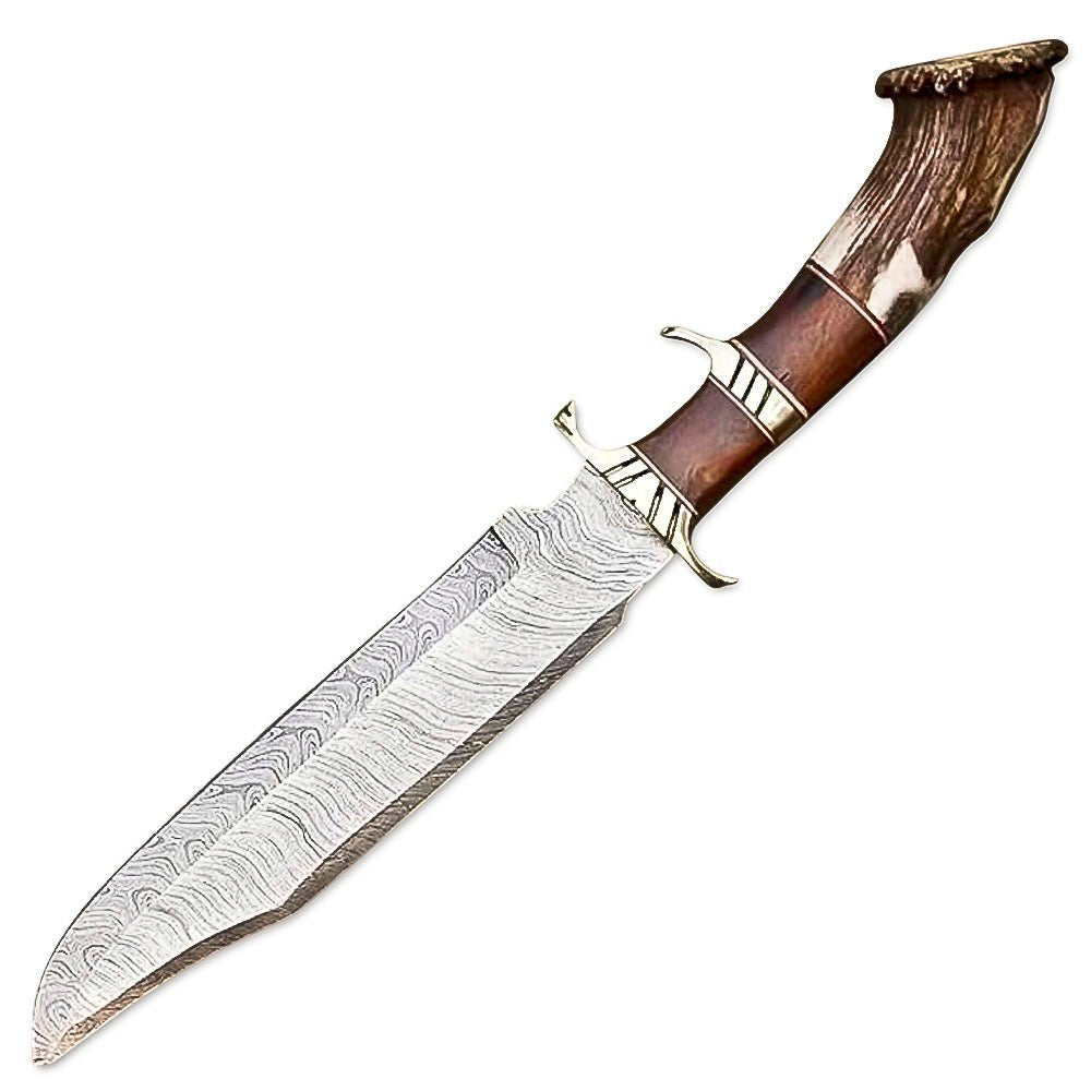 Hunting Bowie Knife Stag Crown Antler 15 Inch