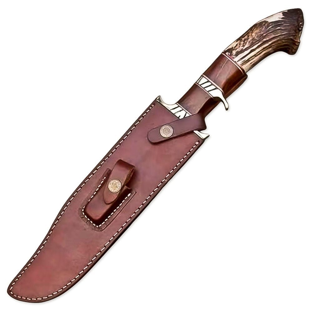 Hunting Bowie Knife Stag Crown Antler 15 Inch