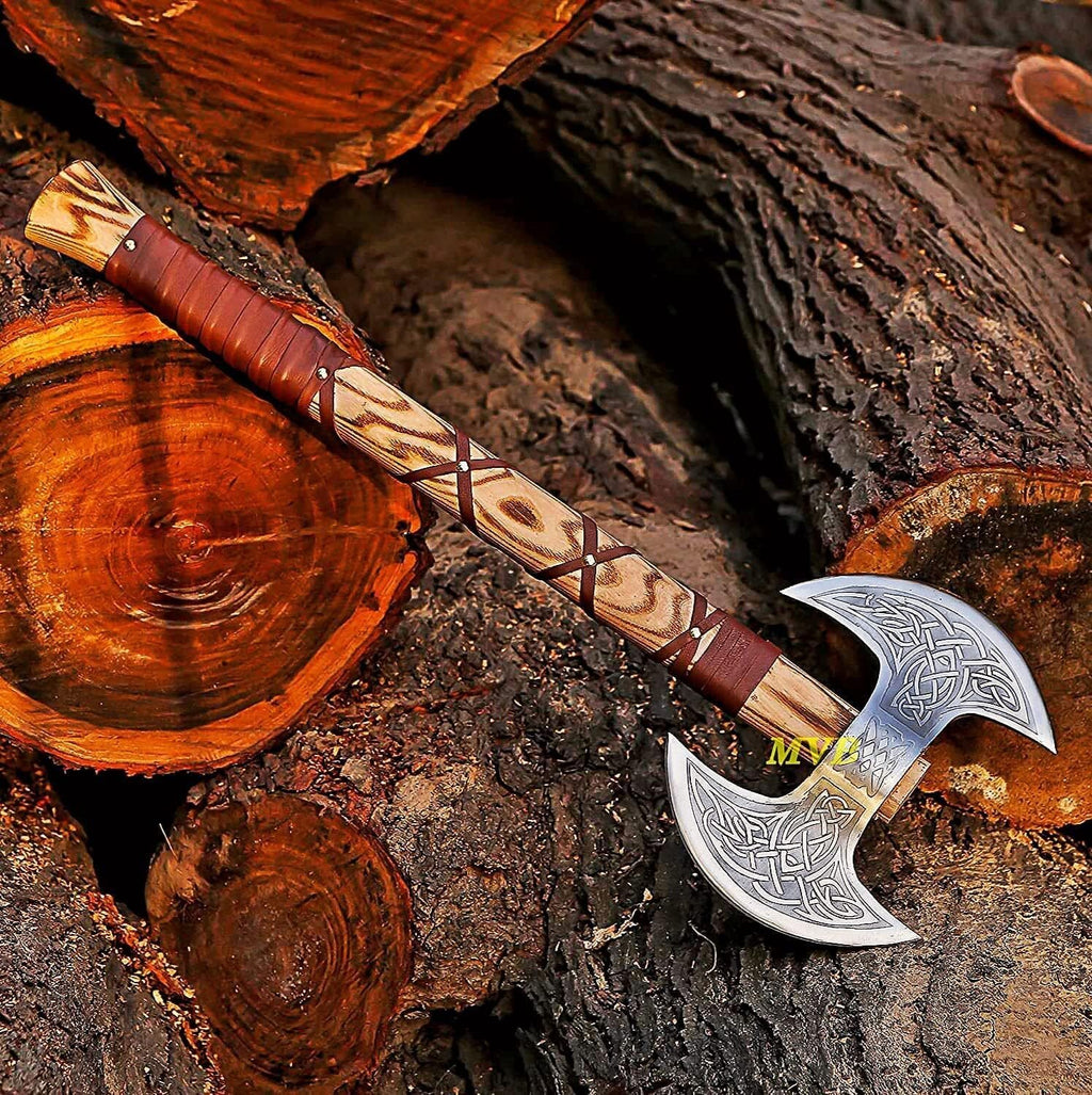 Ragnar Lothbrok Double Head Viking Battle Axe Handmade Replica