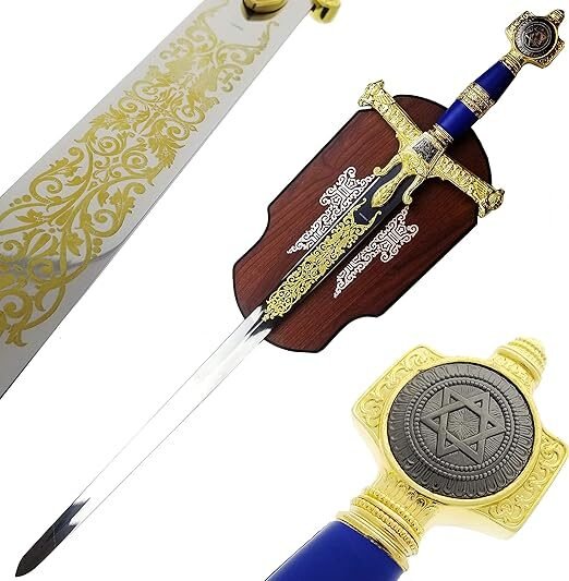 King Solomon Sword Full Size Gold/Blue Metal Replica