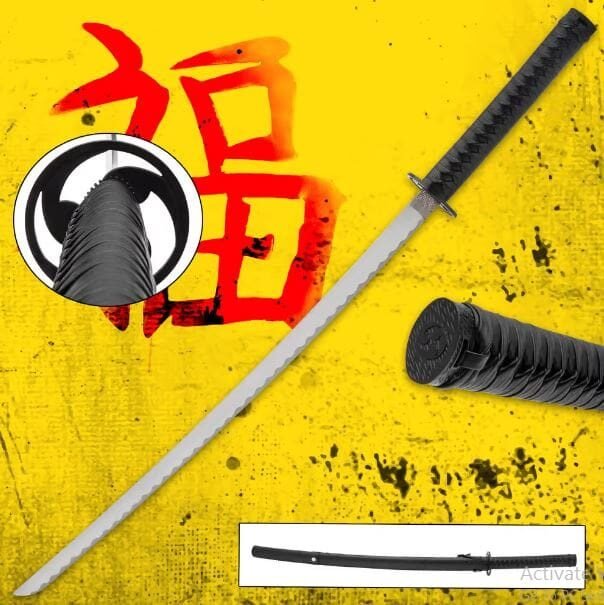 Black Gankyil Katana Sword Life Size Replica With Scabbard