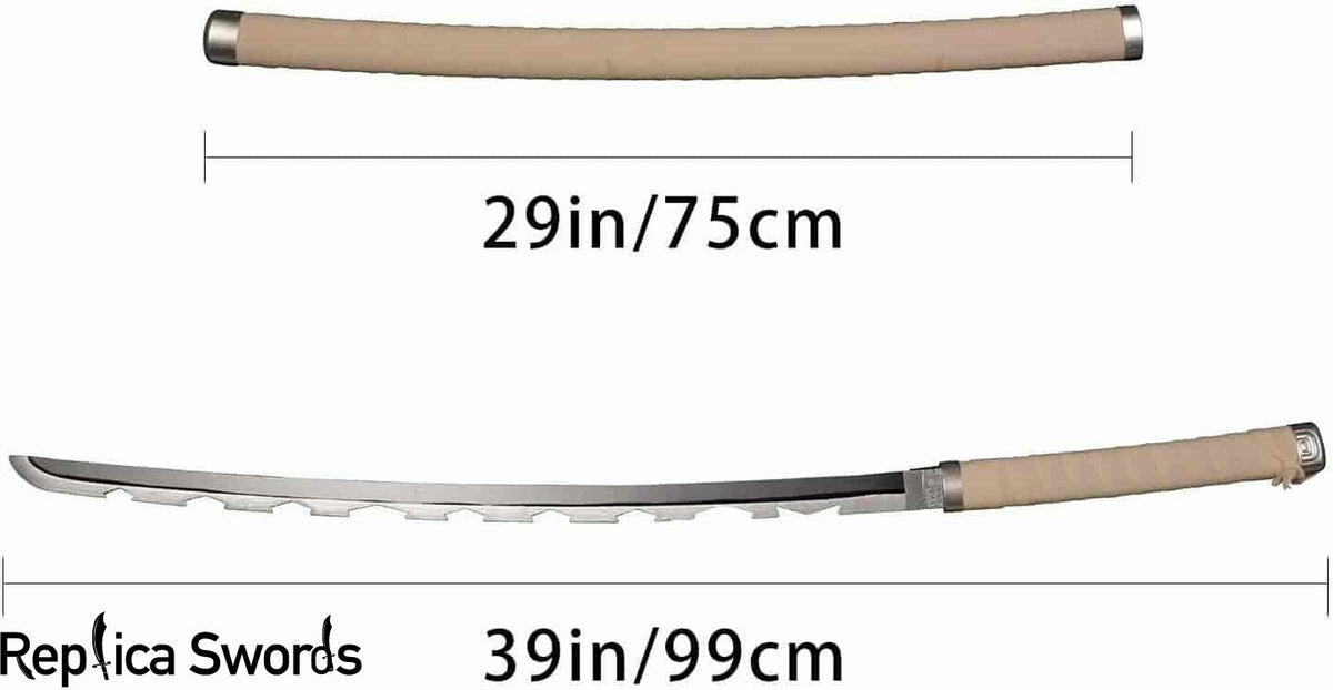 40" Demon Slayer Hashibira Inosuke Samurai Sword Wooden Katana