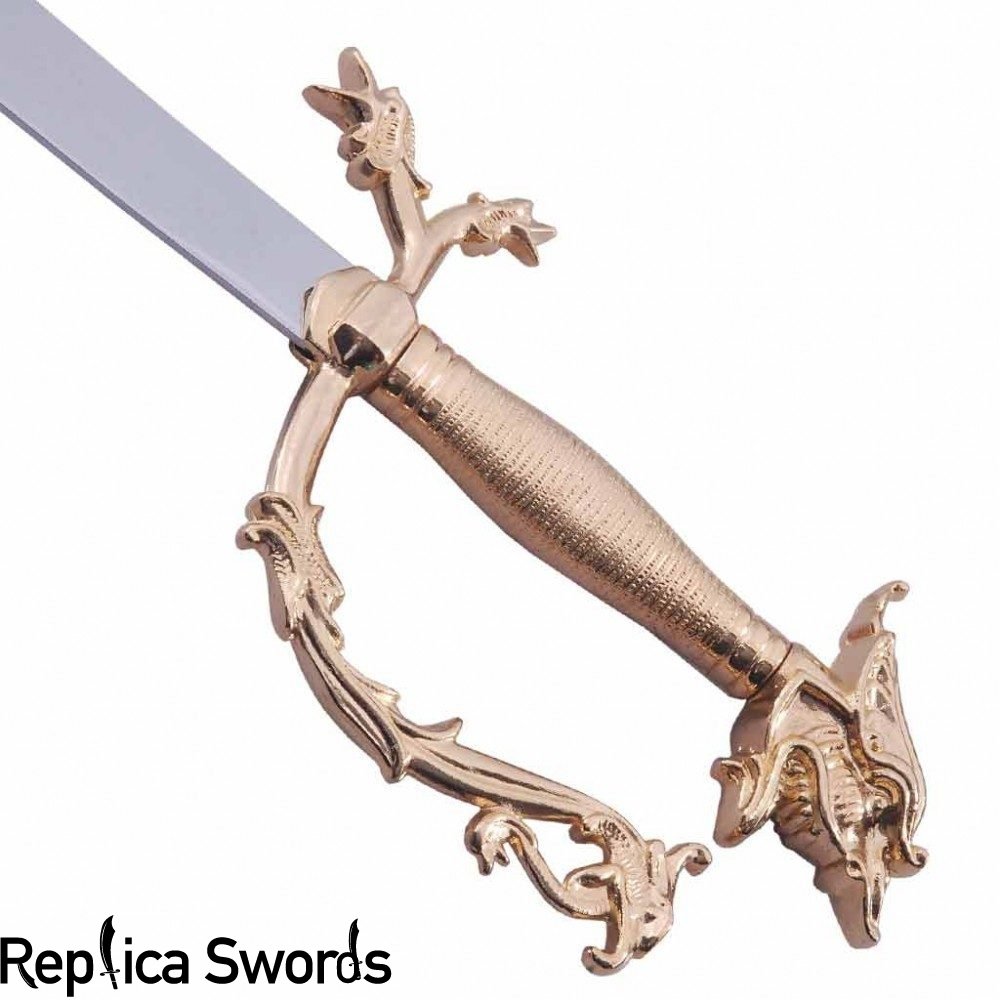 Dragon Head Scimitar Sword with Gold Plated Handle