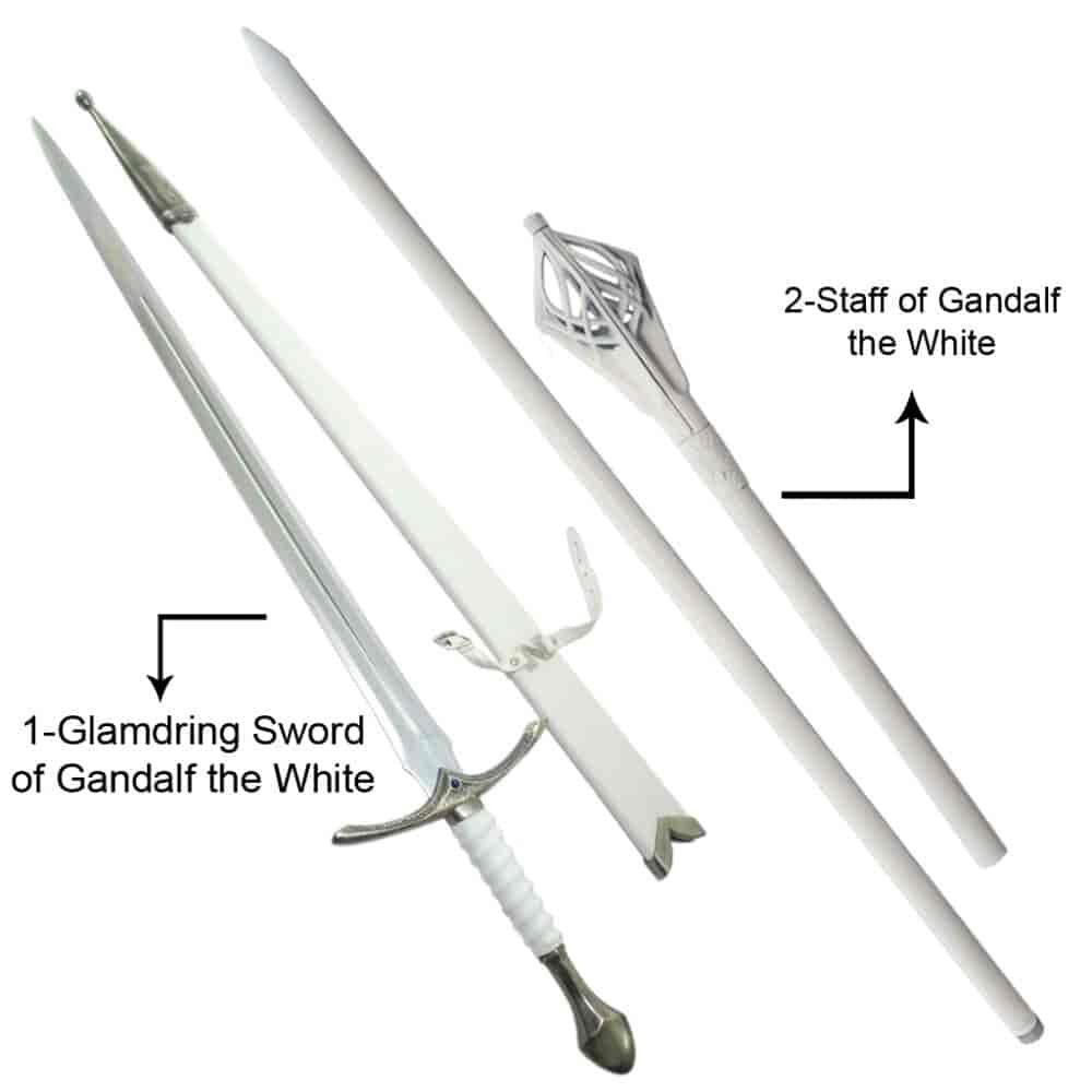 Glamdring White Sword & Staff of Gandalf the White