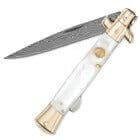 Kissing Crane Genuine Pearl Stiletto Folding Knife