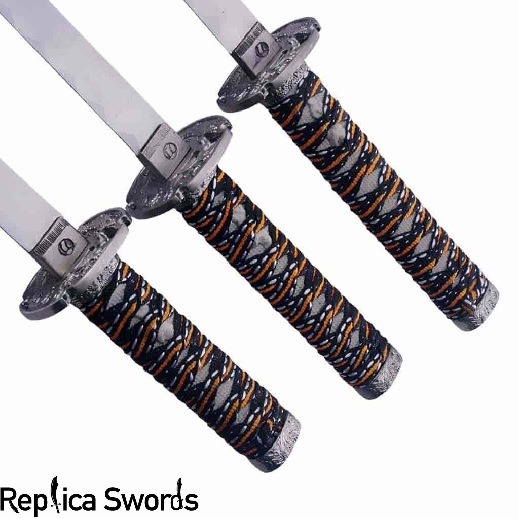 Ninja Symbol Blue Samurai 3-piece Swords Set Replica