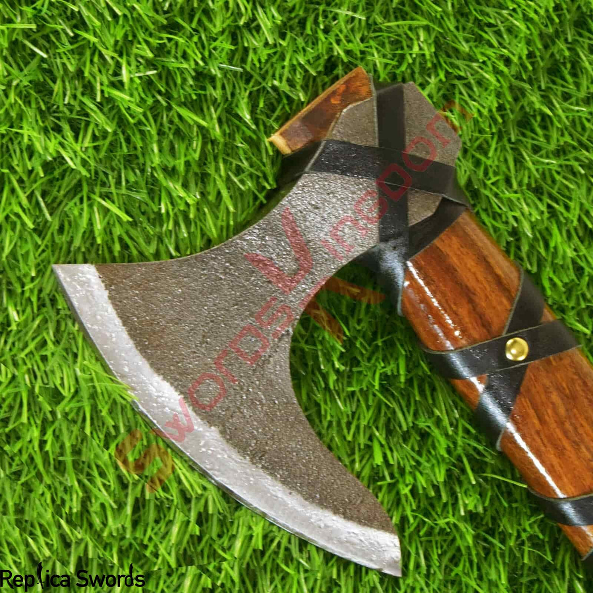Smith Custom Forged Carbon Steel Viking Axe Throwing Rose Wood Shaft, Viking Bearded Camping Axe