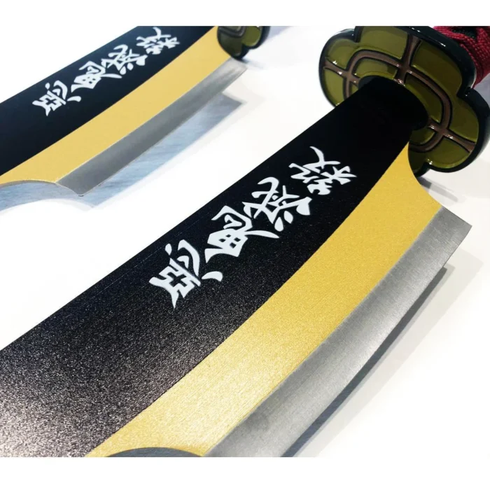 Uzui Tengen Sword Set - Amber Nichirin Twin Blade - Demon Slayer Props Replica