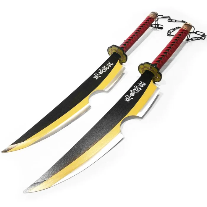 Uzui Tengen Sword Set - Amber Nichirin Twin Blade - Demon Slayer Props Replica